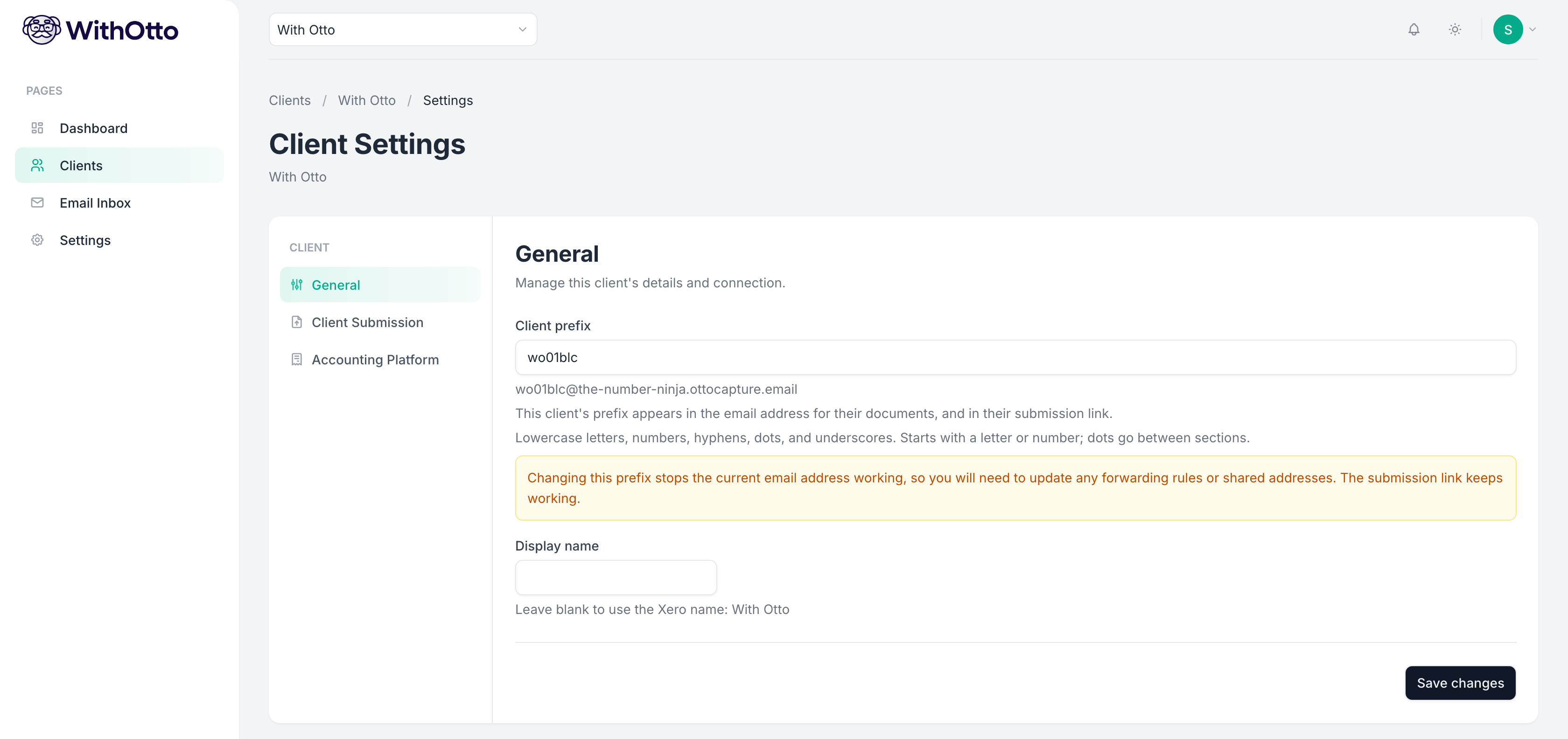Client settings